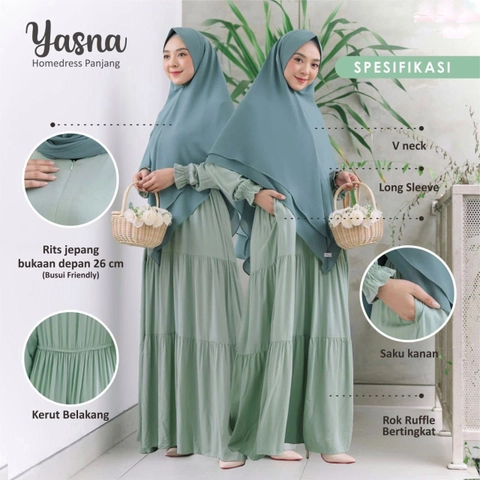 AIZANA MOSLEM FASHION - Homedress Panjang Yasna Mom Daster Panjang Adem