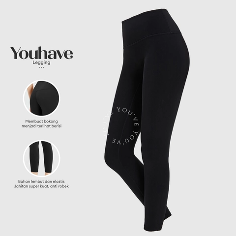 Youhave - Celana Yoga Legging Olahraga Panjang Wanita Gym Running Sport Polos Tennis Y00006