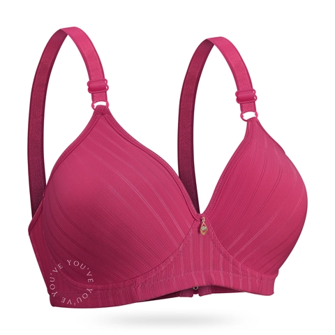 Youhave - BH Bra Jumbo Wanita Tanpa Kawat Cup C D Motif Garis Women Glossy Beha Besar 100182