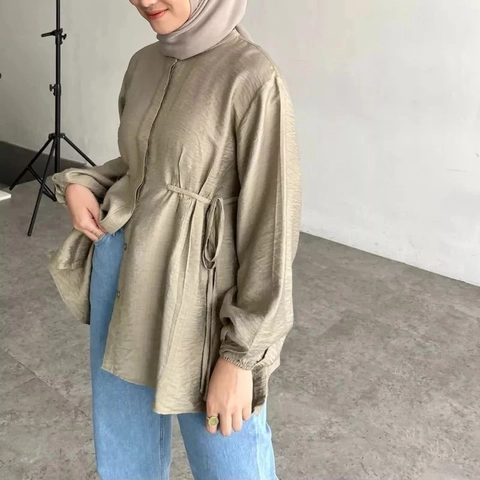 qayd - Uzn Blouse Semi Tunik Polos Bahan Linen Premium