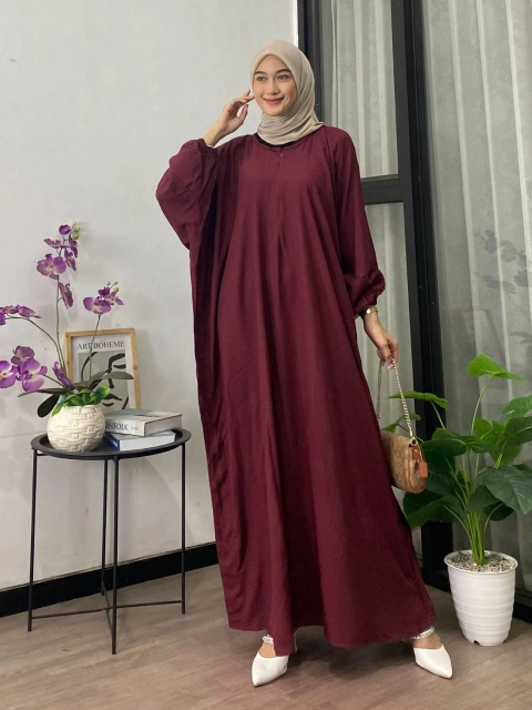 BOOJOO DASTER PEKALONGAN - Boojoo-Gamis Kaftan Polos Jumbo Bahan Rayon Kekinian