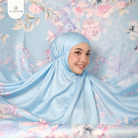 Al Baniah - Mukena Sutra Velvet Premium Motif Bunga Dewasa Jumbo Resleting Kalisha