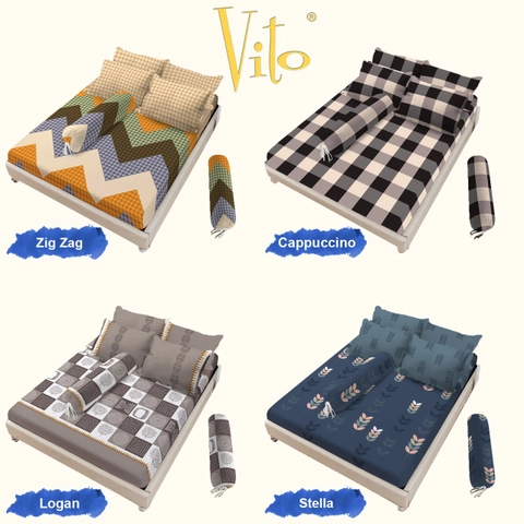 Rosanna - Sprei Set Vito Motif Minimalis Aesthetic Ukuran King 180x200 Queen 160x200 Single 120x200