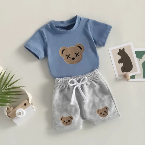 Badia Kids Fashion - Setelan Set Anak Leddo Unisex Kaos dan Celana Pendek Anak Unisex