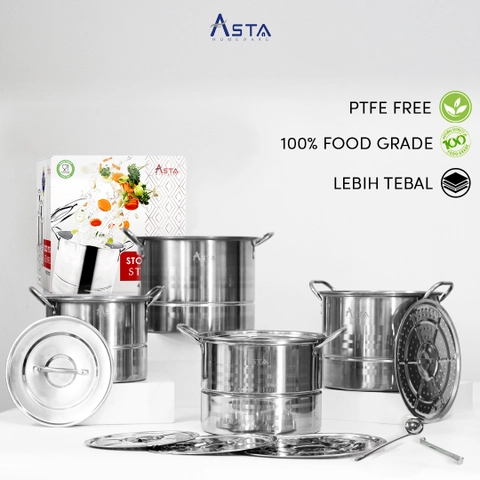 Asta Dandang Kukus Stainless Tebal Stock Pot Steamer 01 Set 4 pcs