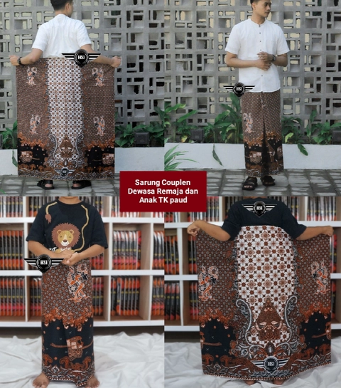 Khisna collection - Sarung couplen keluarga dewasa Anak remaja dan anak TK paud dokar wayang