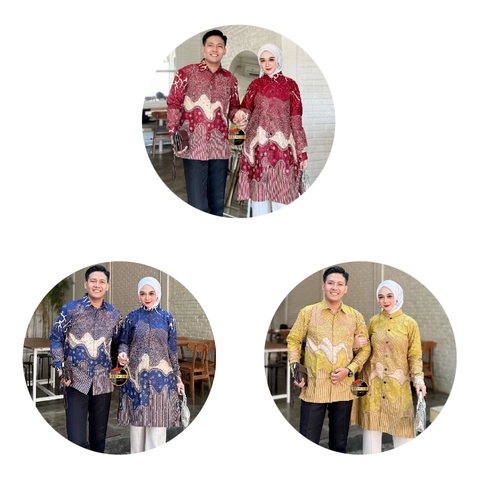 Ks muslim fashion - Baju Batik Kerja Couplen Tunik Dan Kemeja Motif arofah