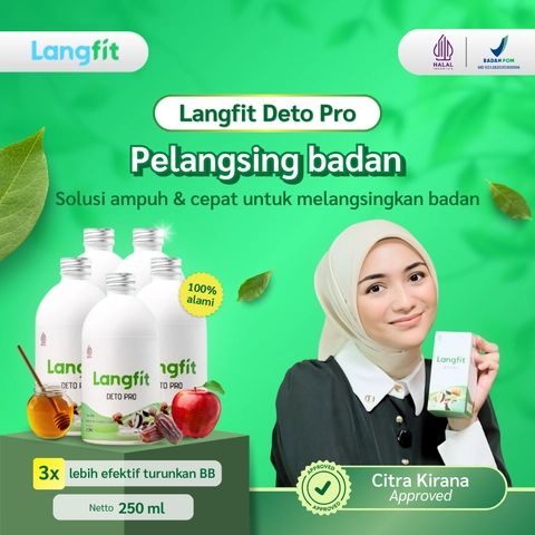 Langfit - Bundling 5pcs Deto Pro Cuka Apel + Madu Stevia Probiotik Chia Seed