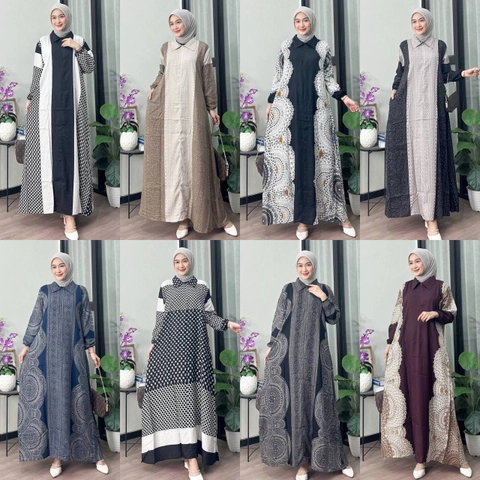 Khisna collection - Gamis alindraa motif bestseller bahan adem Busui
