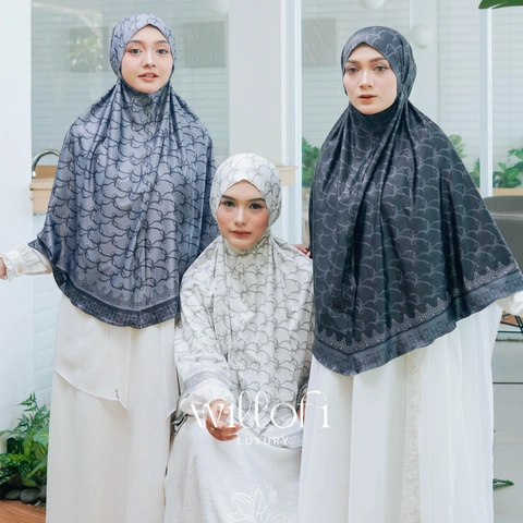 Sakura Baru X Willofi Hijab Instan Bergo Tali Non Pad Jumbo Motif Pita Khimar Simple Muslim Dewasa