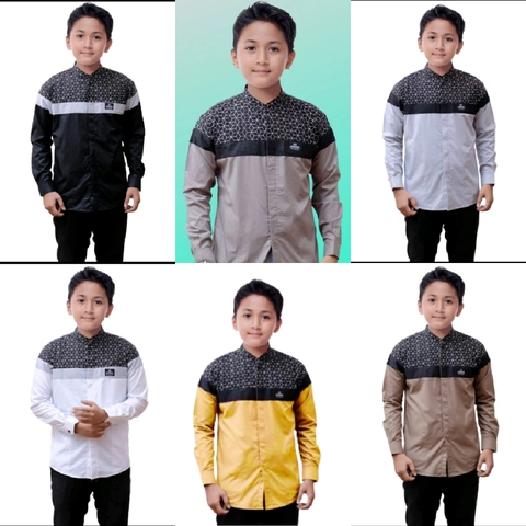 Kois Batik - Baju muslim anak lengan panjang terbaru bagus senopati koko kombinasi batik