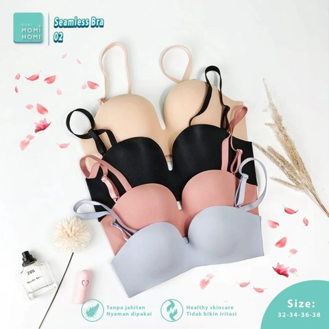 MOMI HOMI - Premium Bra Seamless 02 Tanpa Kawat Dengan Pengait Akira JAPAN Quality Sport Push Up Bra