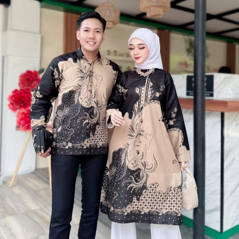 Kois Batik - Atasan Batik Couplen Kekinian Terbaru Modern Motif senja hitam