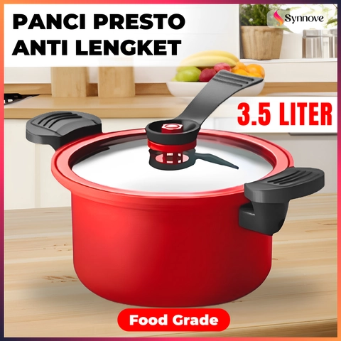 Panci Presto Ceramic Coating Penutup Kaca Teflon Pressure Cooker Presto Panci Serbaguna