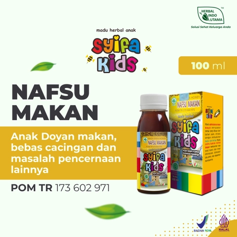 Herbal Indo Utama - Madu Anak Syifa Kids NAFSU MAKAN Tingkatkan Nafsu Makan Anak 100 ml