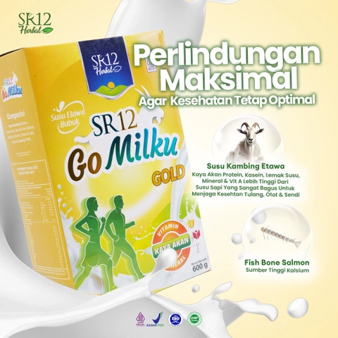 SR12 Herbal Skincare - SR12 Herbal Susu Kambing Etawa Gomilku Gold Premium Nol Sukrosa Tanpa Gula