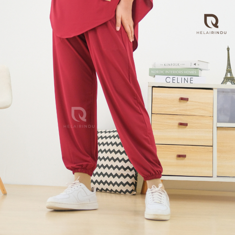 HELAIRINDU - Celana Olahraga Wanita Jogger Training Pants Bahan Jersey