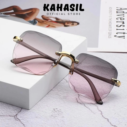 KAHASIL - Kacamata Hitam Wanita Anti Radiasi Fashion Gaya Tanpa Bingkai KMJ250