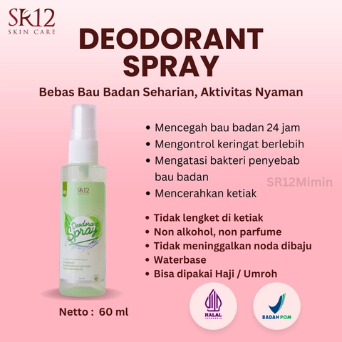 SR12 Mimin - SR12 Deodorant Spray Reguler Menahan Bau Badan 24 Jam Non Parfum Non Alkohol