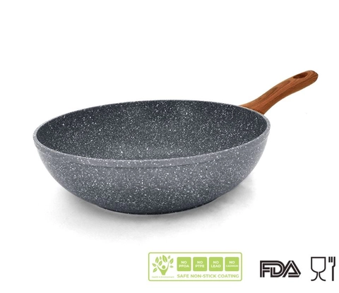Cypruz Official Surabaya - Cypruz Fry Wok Grey Marble Series Wajan Anti Lengket FP-0640