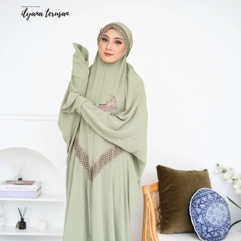EVM Stockist - Sakura Baru - Mukena Crinkle Terusan Ilyana 3in1