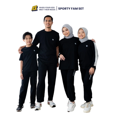 Hoofla - Hoofla - Setelan Couple Keluarga Baju Olahraga Sporty Fam Set Jet Black