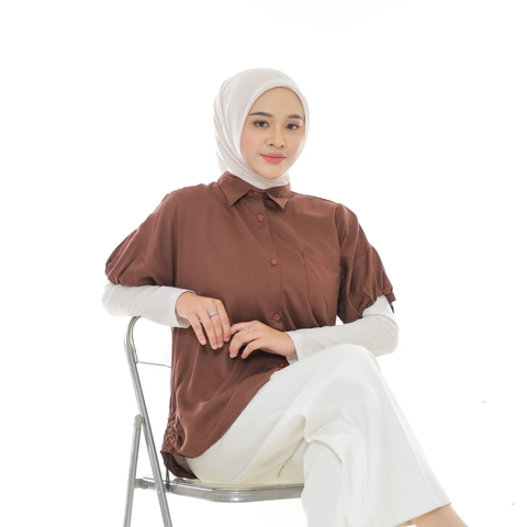 Sseolshop - Oriana top wanita terbaru 2025 kemeja rayon twill wanita kasual kekinian JUMBO L XL XXL