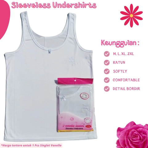 Vanella Singlet Wanita Tanpa Lengan / Kaos Kutang Perempuan Bahan Katun Lembut Nyaman Dipakai