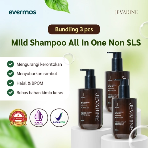Jevarine - Mild Shampoo All In One Non SLS Bundle 3 Pcs