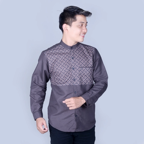MALLVOSE - KOKO KEMEJA PRIA DEWASA LENGAN PANJANG MOTIF DADA