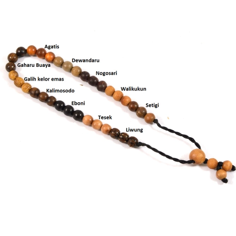 Indahcraft - Gelang Tasbih Campuran 11 Kayu Asli Natural