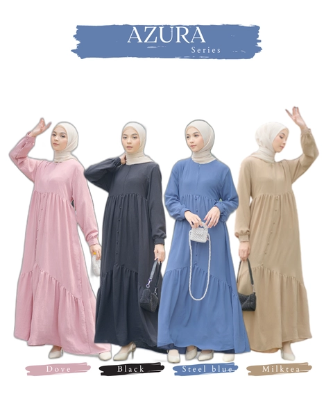 Hazirah Id - Azura Dress Gamis Cringkle Airflow Polos