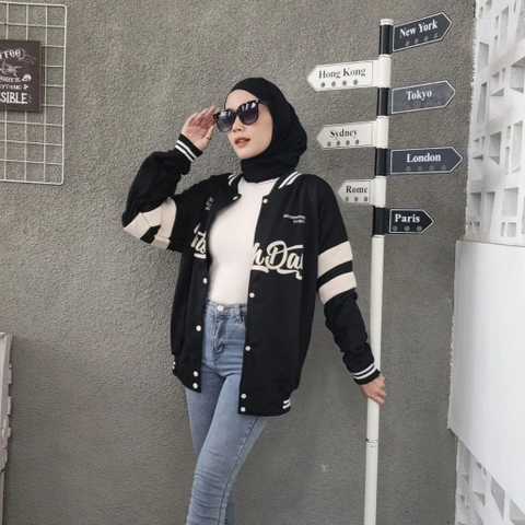 Bursanekashop - JAKET MUSLIM MUSLIMAH KOREA - SWEATER BASEBAL PRIA WANITA JACKET SEKOLAH