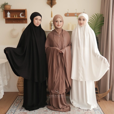Sakura Baru - Sakura Baru - New Launching Mukena Mukena Shazfa Rayon Twill Premium 2in1 Jumbo Wanita Dewasa Muslim