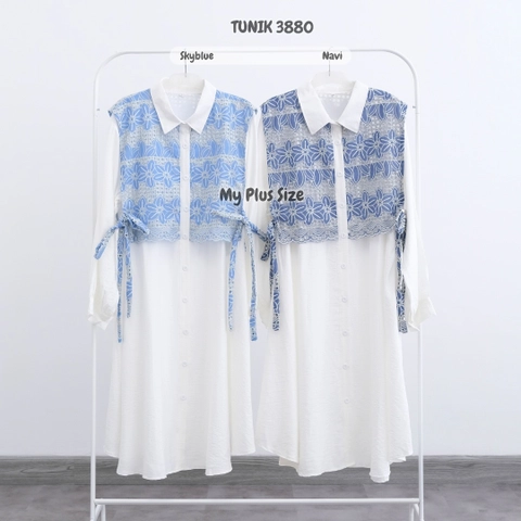 My Plus Size - Long Tunik Vest Embroidery Jumbo Wanita 3880 Ld 125 cm / 135 & 145 cm / Midi Dress Jumbo