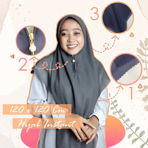 Jembar - Hijab Kerudung Instan Zipper Segi Empat Resleting Laser Cut Jilbab Jumbo 120 x 120 Cm