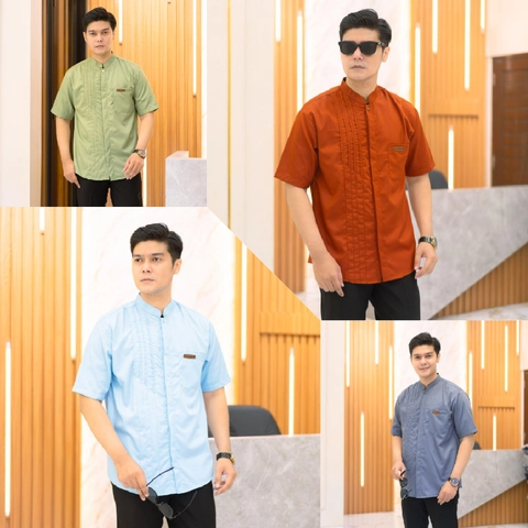 Kois Batik - Baju Koko Pria Dewasa Lengan Pendek Simpel Free Peci rajut Motif Dilan