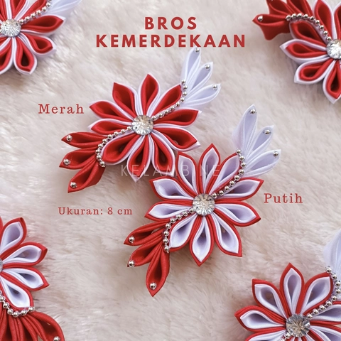 Kelambine - Bros Kemerdekaan Bunga Merah Putih Seragam Panitia Handmade