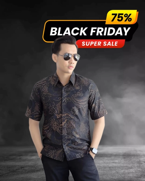 Kois Batik - Hem batik pria dewasa lengan pendek motif guntuur