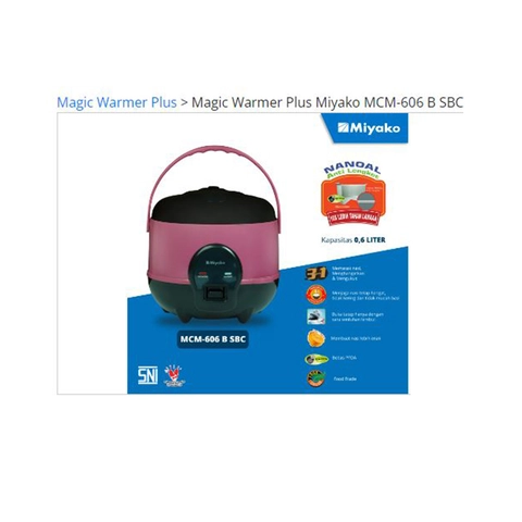 UTAMAMEGA - Miyako MCM606BSBC Magic Com 3IN1 Dengan Panci Nanoal Kapasitas 0.6L