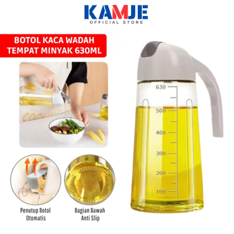 KAMJE Botol Kaca Wadah Tempat Minyak Goreng Sayur 630ml KMJ016