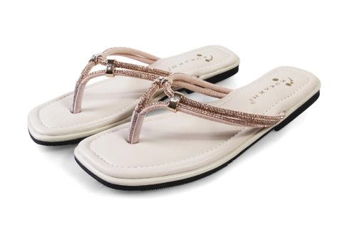 RENINE - Sandal Wanita Flat Kekinian Saphire Coklat