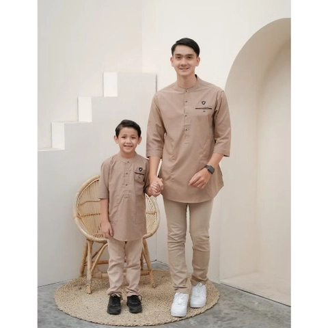 Batik Mafaza - Baju Koko Muslim Coupel anak dan ayab lengan 3per4 keren