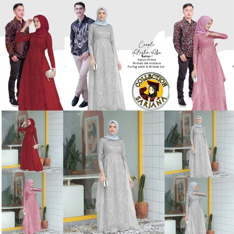 COLLECTION SARJANA - COUPLE GAMIS BROKAT ALESHA Koleksi Terbaru