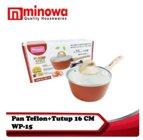 UTAMAMEGA - Minowa Panci / Teflon / Pan Teflon Marble + Tutup 16 cm Anti Lengket