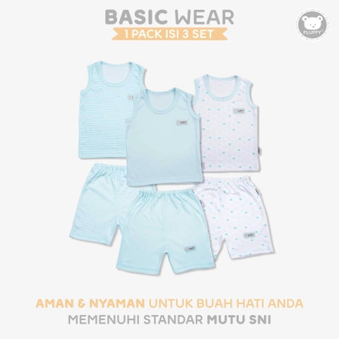 FLUFFY - FLUFFY Setelan kutung 3/4 HIJAU (isi 3psg) SKD3S HJU S/M/L 1/2/3