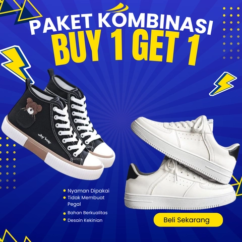 Koekita - Paket Kombinasi Buy 1 Get 1 Sepatu Kets Sneakers Why Bear WB-01 & BY-04