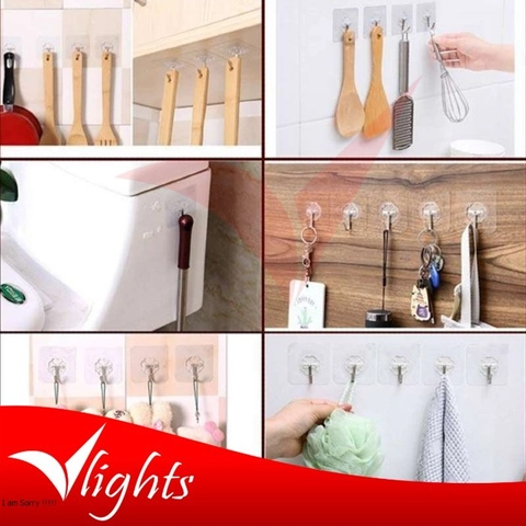V Lights - Gantungan Tempel Hook Transparan Kuat dan serbaguna