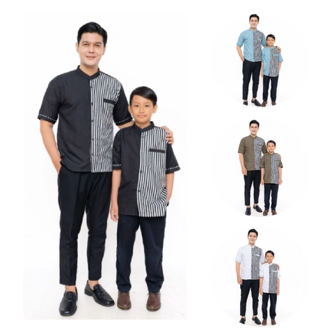 Juragan Kurta - Baju Koko Muslim Pria Coupel ayah dan anak Kembaran Motif zebra