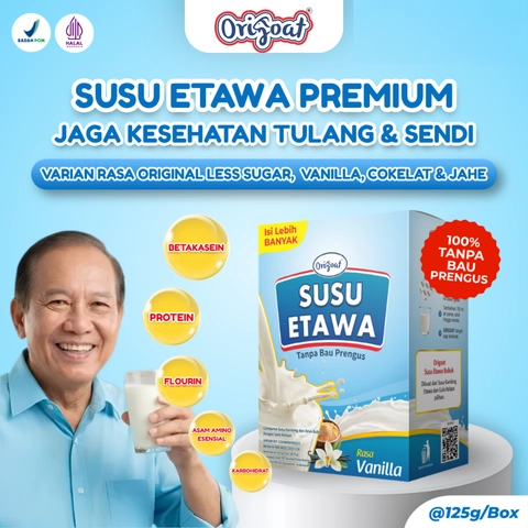 Origoat Susu Etawa Original 125gr BPOM Halal Paket 1 Box Tanpa Bau Prengus Atasi Nyeri Sendi